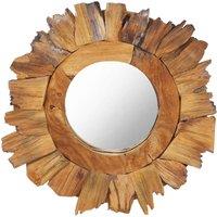 Berkfield Home Wall Mirror 40 cm Teak Round in Brown
