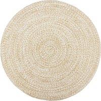 Berkfield Home Handmade Rug Jute White & Brown 180 cm | Size: 100 cm diameter