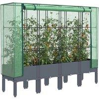 Berkfield Home Raised Bed with Greenhouse Cover Rattan Look 160x40x140 cm in Black | Size: 160 x 40 x 140 cm