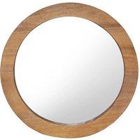 Berkfield Home Wall Mirror 60 cm Teak Round in Brown