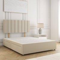 BSSPOKE Sienna Plush Divan Bed 24 Headboard & 2 Drawers Footend No Mattress in Cream | Size: Double