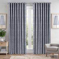 Luxury Living Triple Weave Geometric Aztec Print Ring Top Blackout Curtains in Silver | Size: 229 cm width x 229 cm drop