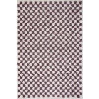 THE RUGS Moodi Chequered Shaggy Soft High Pile Living Room Rug & Runner in Purple | Size: 120 cm x 170 cm