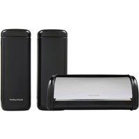 Morphy Richards Equip Black Bread Bin & 3 Canister Set Kitchen Bundle | Size: Medium