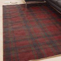 Kukoon Red Green Tartan Soft Chenille Washable Living Room Area Rug | Size: 80 cm x 300 cm