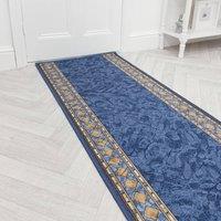 runrug Hallway Runner Rug - Non-Slip, Hardwearing, 5.4mm - 'Cheops' in Blue | Size: 120 cm x 270 cm