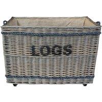 Red Hamper Wicker Jumbo Log Basket on Wheels in Brown