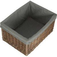 Red Hamper Antique Wash Grey Cotton Grey Lined Willow Storage Baskets | Size: XL