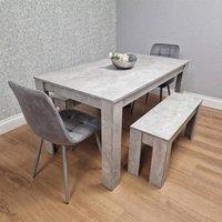 KOSY KOALA Wooden Grey Dining Table Set with 2 Grey Chairs & 2 Benches Modern Dining Furniture Set