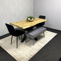 KOSY KOALA Wooden Dining Table with 2 Black Chairs & 2 benches - Dining Kitchen Room Furniture in Brown