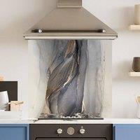 Choose Your Print Premium Blue Marble 6mm Glass Toughened Kitchen Splashback | Size: 900mm x 650mm