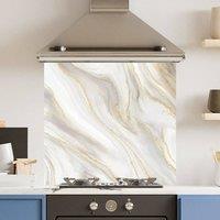 Choose Your Print Premium Gold Marble 6mm Glass Toughened Kitchen Splashback | Size: 700mm x 650mm