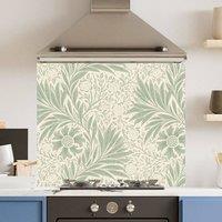 Choose Your Print Premium Pale Green Leaf 6mm Glass Toughened Kitchen Splashback | Size: 900mm x 750mm