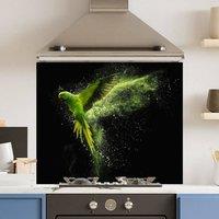 Choose Your Print Premium Green Parrot 6mm Glass Toughened Kitchen Splashback | Size: 600mm x 650mm