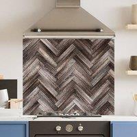 Choose Your Print Premium Herringbone Wood 6mm Glass Toughened Kitchen Splashback | Size: 900mm x 650mm