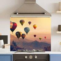 Choose Your Print Premium Hot Air Balloon 6mm Glass Toughened Kitchen Splashback | Size: 600mm x 600mm