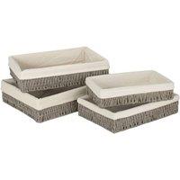 Red Hamper Set 4 Straight-sided Cotton Line Paper Rope Trays in Grey