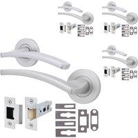 AFIT Satin Fire Door Handle Latch Set Satin Chrome Internal + Latch 4 Pack in Silver | Size: 150mm x 150mm