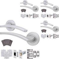 AFIT Satin Fire Door Handle Latch Set Satin Chrome, Latch Hinges4 Pack in Silver | Size: 150mm x 150mm