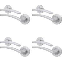 AFIT Satin Fire Door Handle Satin Chrome Internal Lever On Rose 4 Pack in Silver | Size: 150mm x 150mm