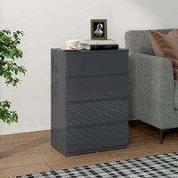 HOMCOM Bedroom Chest of Drawers, High Gloss 4 Drawers Dresser, Grey