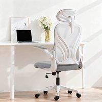 HOMCOM Ergonomic Office Chair, Computer Chair with Foldable Backrest, Grey in Light Grey