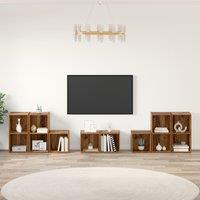 Berkfield Home TV Cabinet Set with Shelf with Storage 8 pcs Old Wood Engineered Wood in Brown