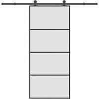 Berkfield Home Sliding Door with Hardware Set 90x205 cm ESG Glass&Aluminium in Black