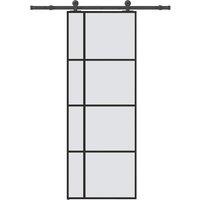 Berkfield Home Sliding Door with Hardware Set 76x205 cm ESG Glass&Aluminium in Black