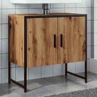 Berkfield Home Bathroom Sink Cabinet Artisan Oak 60x33x60 cm Engineered Wood in Brown | Size: 60 x 33 x 60 cm