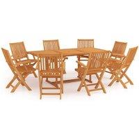 Berkfield Home 9 Piece Garden Dining Set Solid Teak Wood in Brown