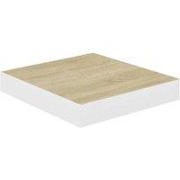 Berkfield Home Floating Wall Shelf Oak & White 23x23.5x3.8 cm MDF in Light Oak