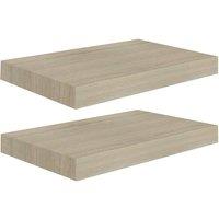 Berkfield Home Floating Wall Shelves 2 pcs Oak 40x23x3.8 cm MDF in Light Brown