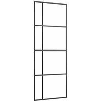 Berkfield Home Sliding Door Frosted ESG Glass & Aluminium 76x205 cm Black
