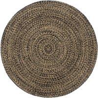 Berkfield Home Handmade Rug Jute Black & Brown 210 cm | Size: 100 cm diameter