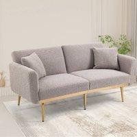 Direct Wicker Modern Teddy Fabric 2-seater Sofa with 3-speed Adjustable Backrest in Grey | Size: 2 Seater