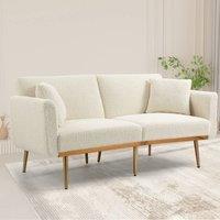 Direct Wicker Modern Teddy Fabric 2-seater Sofa with 3-speed Adjustable Backrest in White | Size: 2 Seater
