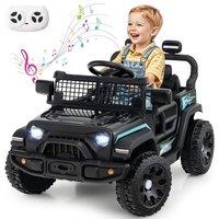 Gymax 12V Ride On Toy Electric Truck Car With LED Lights & Remote Control in Black