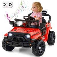 Gymax 12V Ride On Toy Electric Truck Car With LED Lights & Remote Control in Red