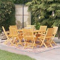 Berkfield Home 9 Piece Garden Dining Set Solid Teak Wood in Brown