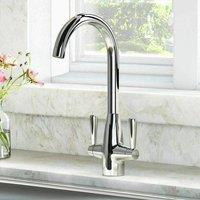 VOGREX Modern Mono Kitchen Sink Mixer Tap Twin Lever Linc Zima-Chrome in Silver