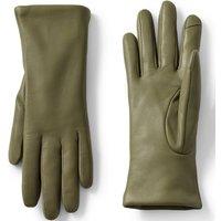 Lands' End Women's Cashmere Lined Touchscreen Leather Gloves in Olive | Size: Medium