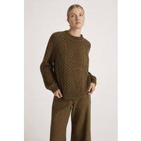 Finery London Women's Ellie Crew Neck Knitted Jumper in Dark Olive | Size: 16