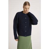 Finery London Women's Ailsa Round Neck Knitted Cardigan in Dark Navy | Size: 8