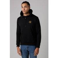 Santa Barbara Polo & Racquet Club Men's Cotton Rich Pullover Hoodie with Drawstring & Kangaroo Pocket in Black | Size: XL