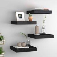 Berkfield Home Floating Wall Shelves 4 pcs Black 23x23.5x3.8 cm MDF