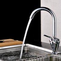 VOGREX Chrome Kitchen Mono Sink Tap Luxury Waterfall Modern Mixer in Silver