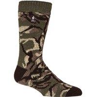 SOCKSHOP Heat Holders Men's 1 Pair 2.3 TOG Patterned & Plain Thermal Socks in Light Khaki | Size: 6-11
