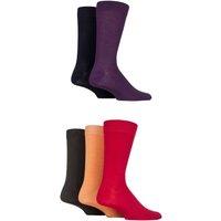 SOCKSHOP Men's 5 Pair Plain, Striped & Patterned Bamboo Socks in Purple | Size: 7-11