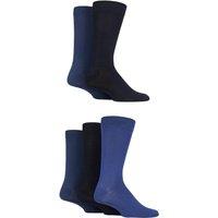 SOCKSHOP Men's 5 Pair Plain, Striped & Patterned Bamboo Socks in Blue | Size: 7-11
